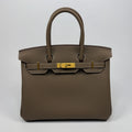 HERMÈS BIRKIN 30 IN ETOUPE TOGO LEATHER WITH BRUSHED GHW