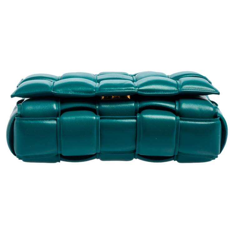 Bottega Veneta Teal Green Padded Leather Cassette Shoulder Bag