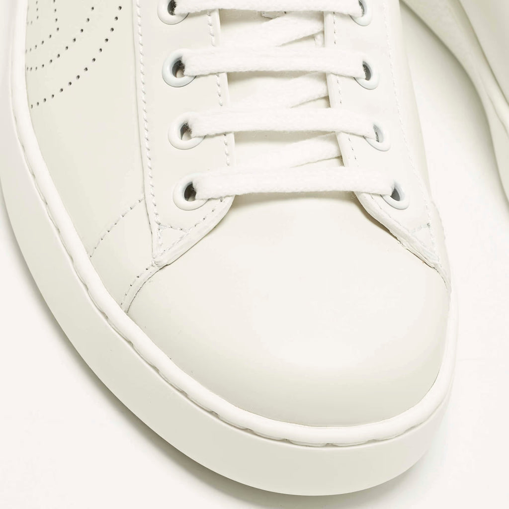 Gucci Ace Size 40 White Leather Lace Up Sneakers