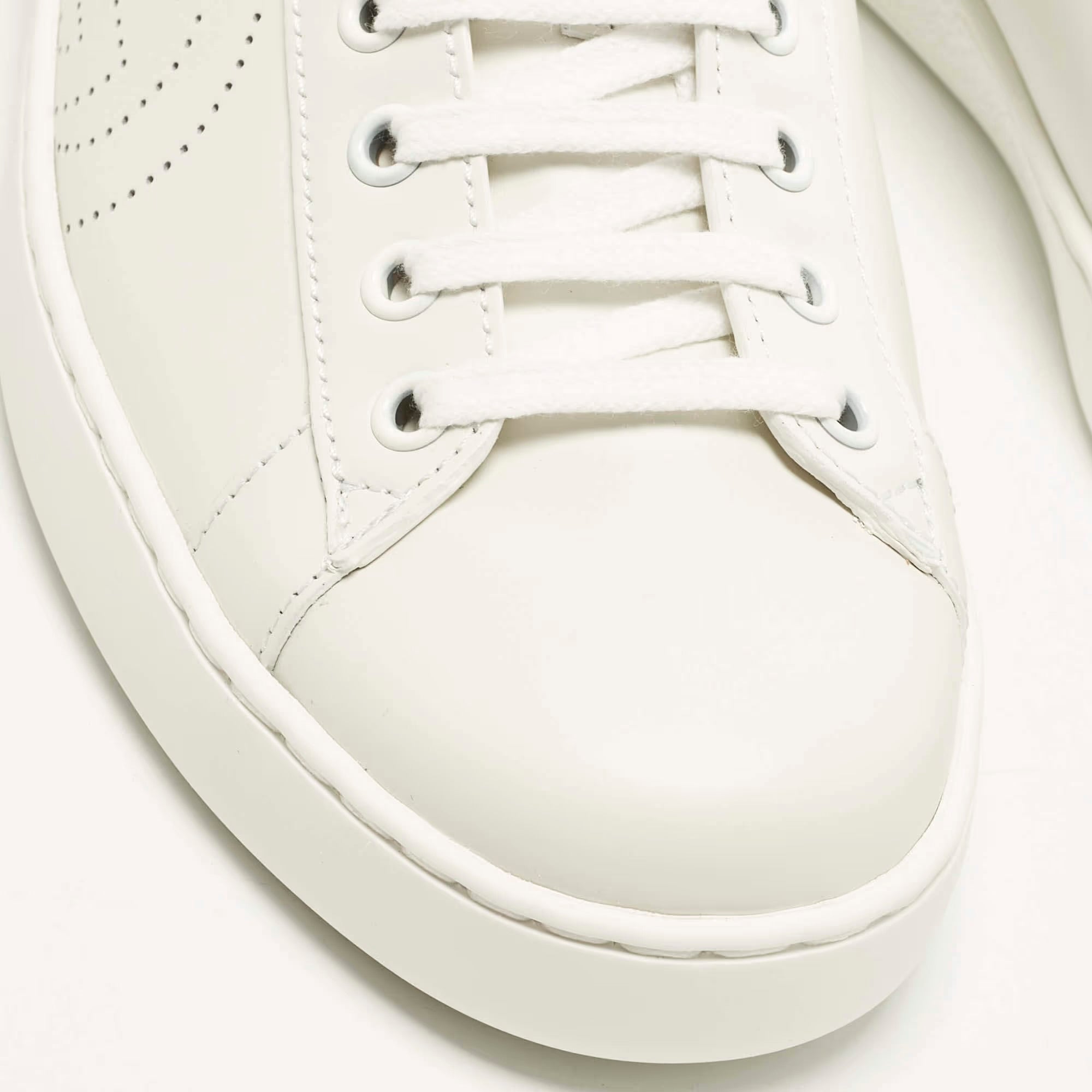 Gucci Ace Size 40 White Leather Lace Up Sneakers