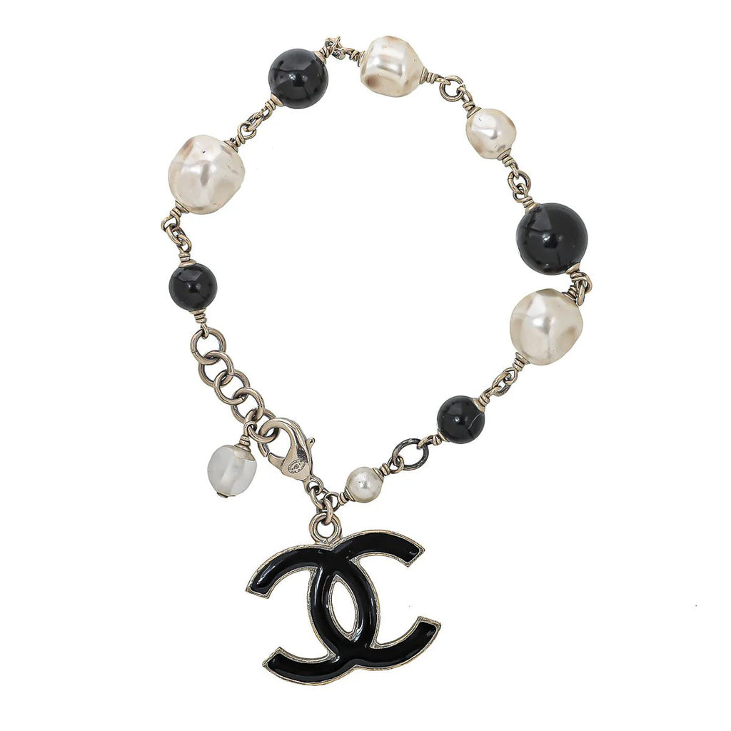 Chanel Bicolor CC Enamel Faux Pearl Bracelet