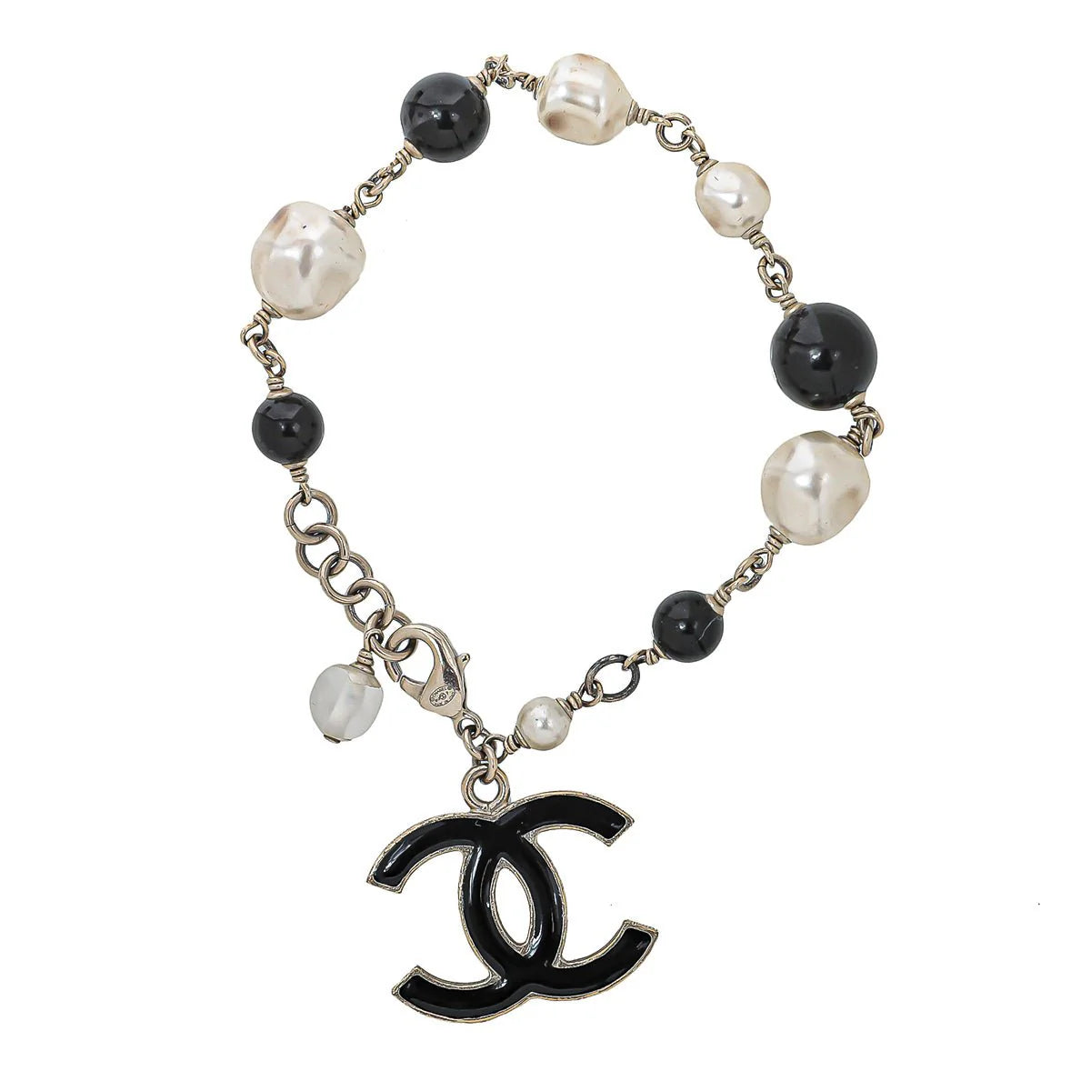 Chanel Bicolor CC Enamel Faux Pearl Bracelet