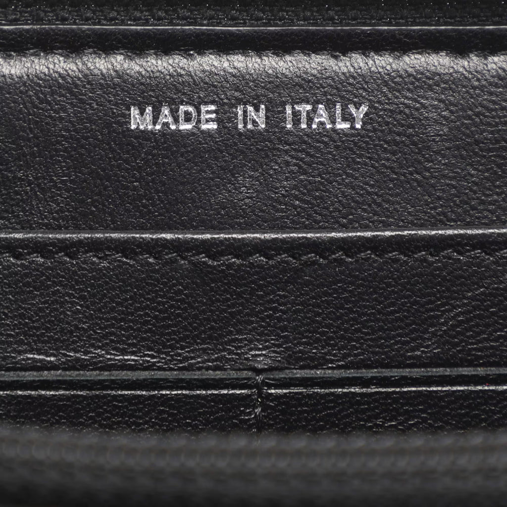 Chanel CC Black Quilted Coated Tweed Zip Around Wallet