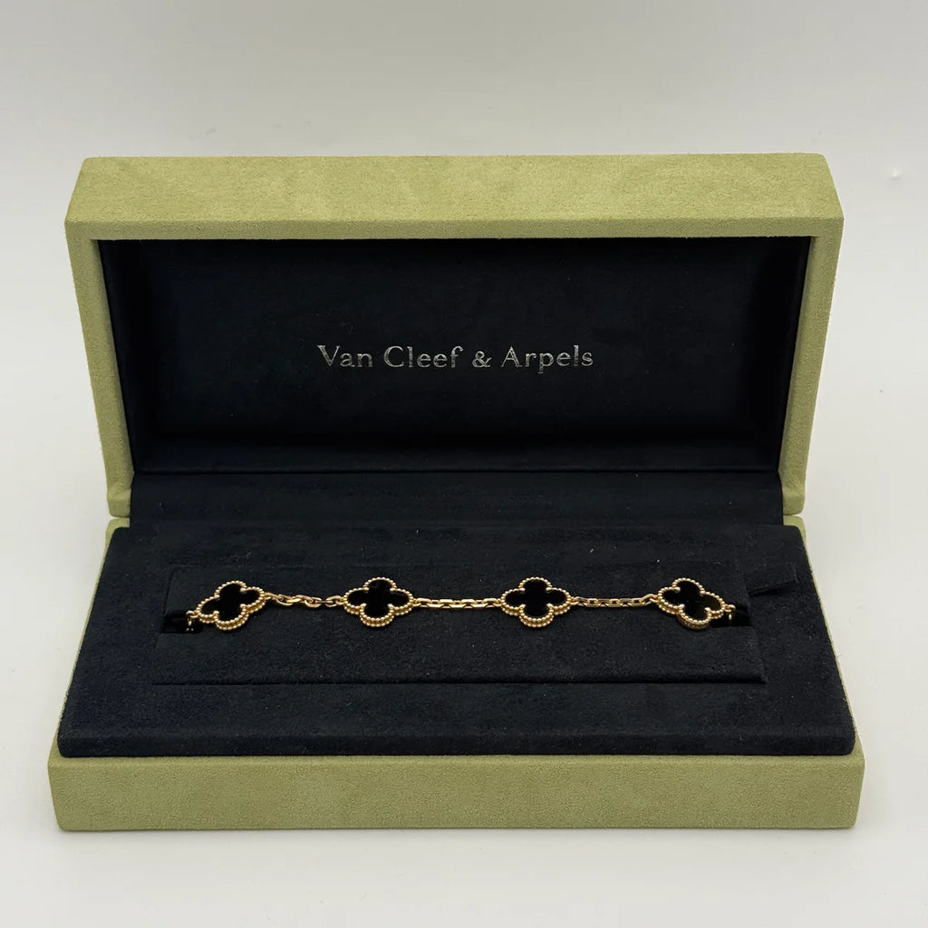 VAN CLEEF & ARPELS VINTAGE ALHAMBRA BRACELET, 5 MOTIFS ONYX