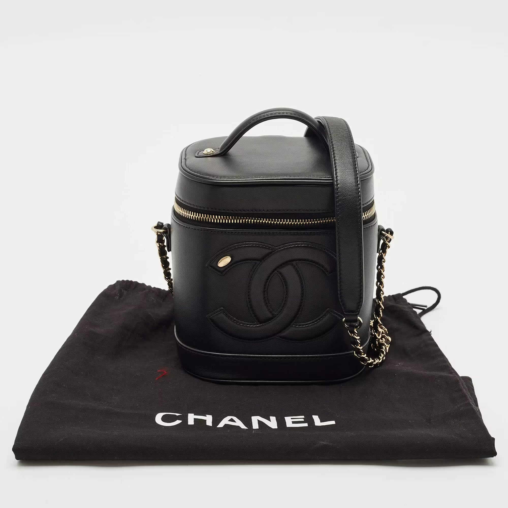 Chanel Black Leather CC Mania Vanity Bag