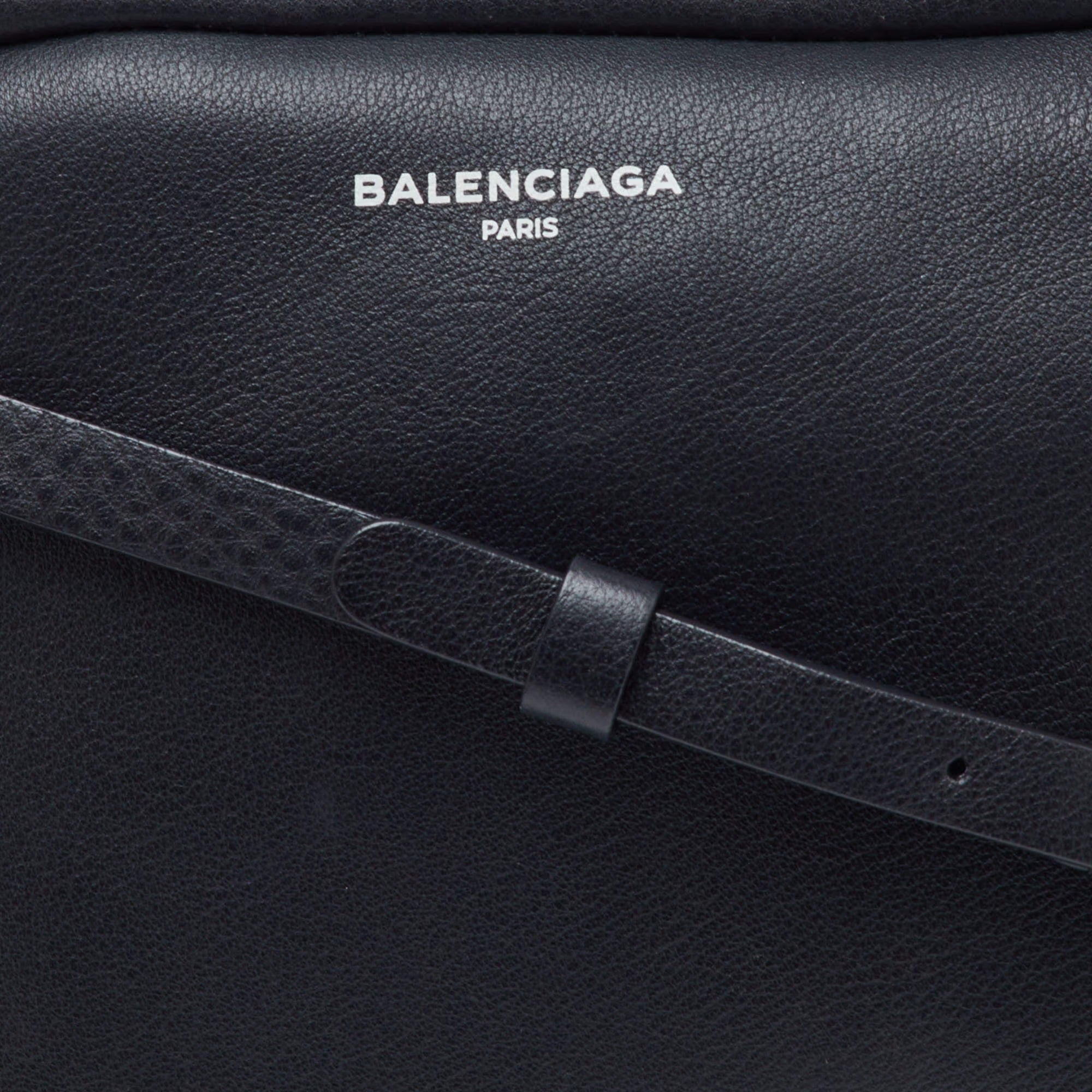 Balenciaga Everyday Small Black Leather Camera Crossbody Bag