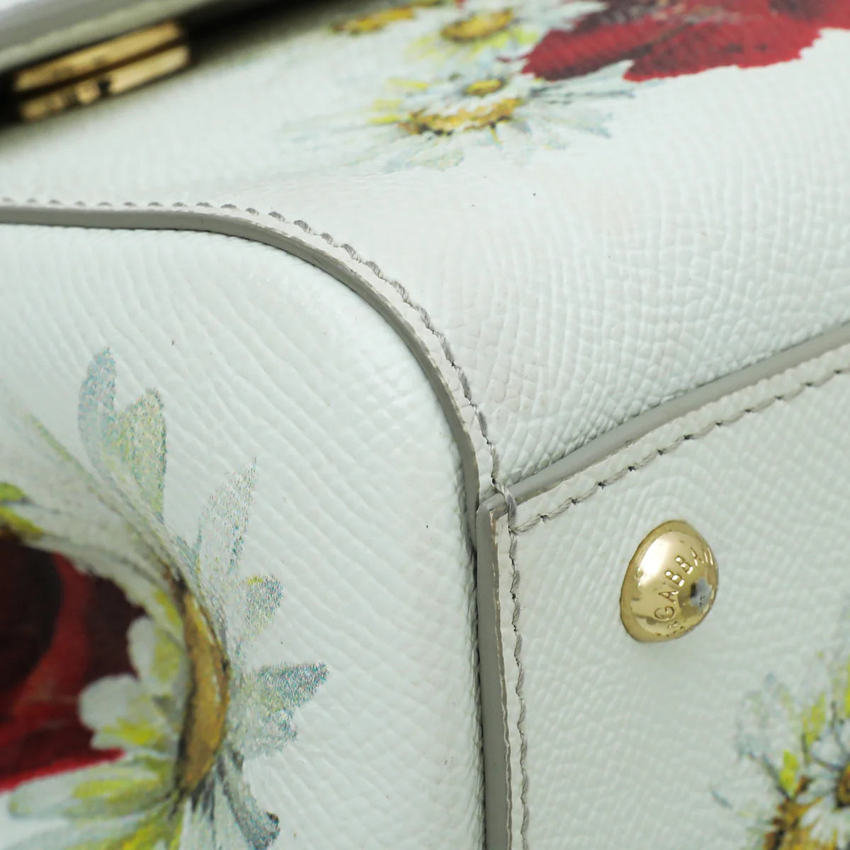 Dolce & Gabbana White Multicolor Flower Print Sicily Medium Bag
