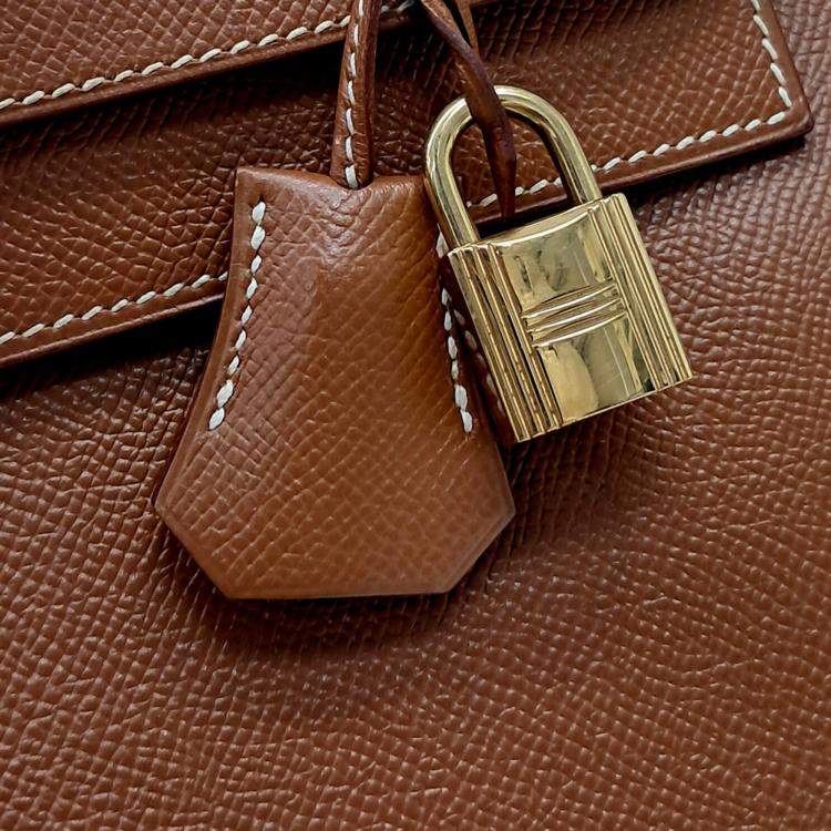 Hermes Brown Leather Outstitch Kelly 32