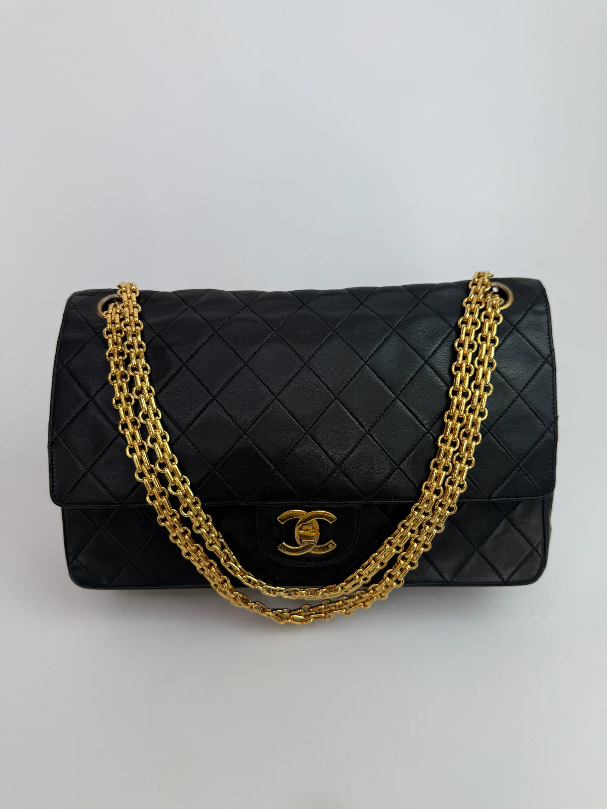 CHANEL VINTAGE BIJOUX CHAIN DOUBLE FLAP WITH GHW
