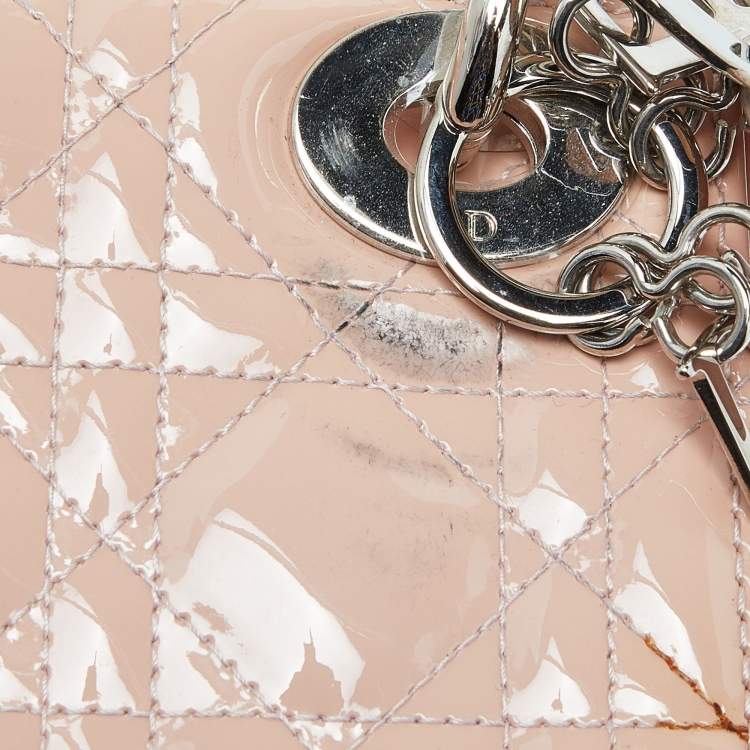 Dior Pink Cannage Patent Leather Mini Lady Dior Tote