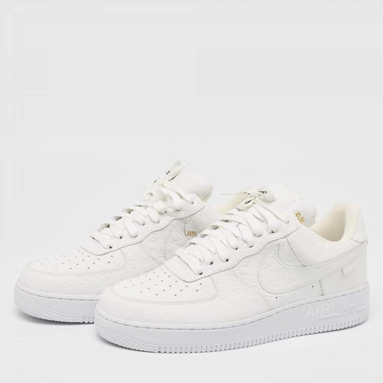Louis Vuitton x Nike White Monogram Canvas and Leather Air Force 1 Sneakers Size 42.5