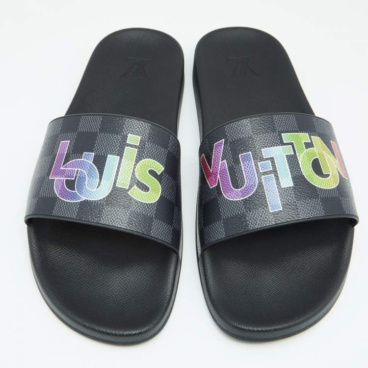 Louis Vuitton Black Damier Canvas Waterfront Eclipse Mule Sandals Size 44.5