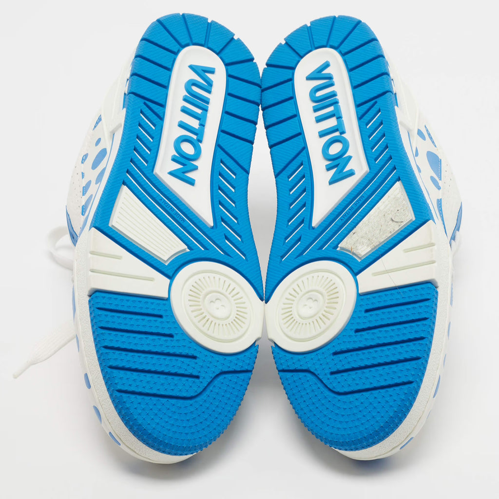 Louis Vuitton Yayoi Kusama X Trainer Size 41 White/Blue Leather Lace Up Sneakers