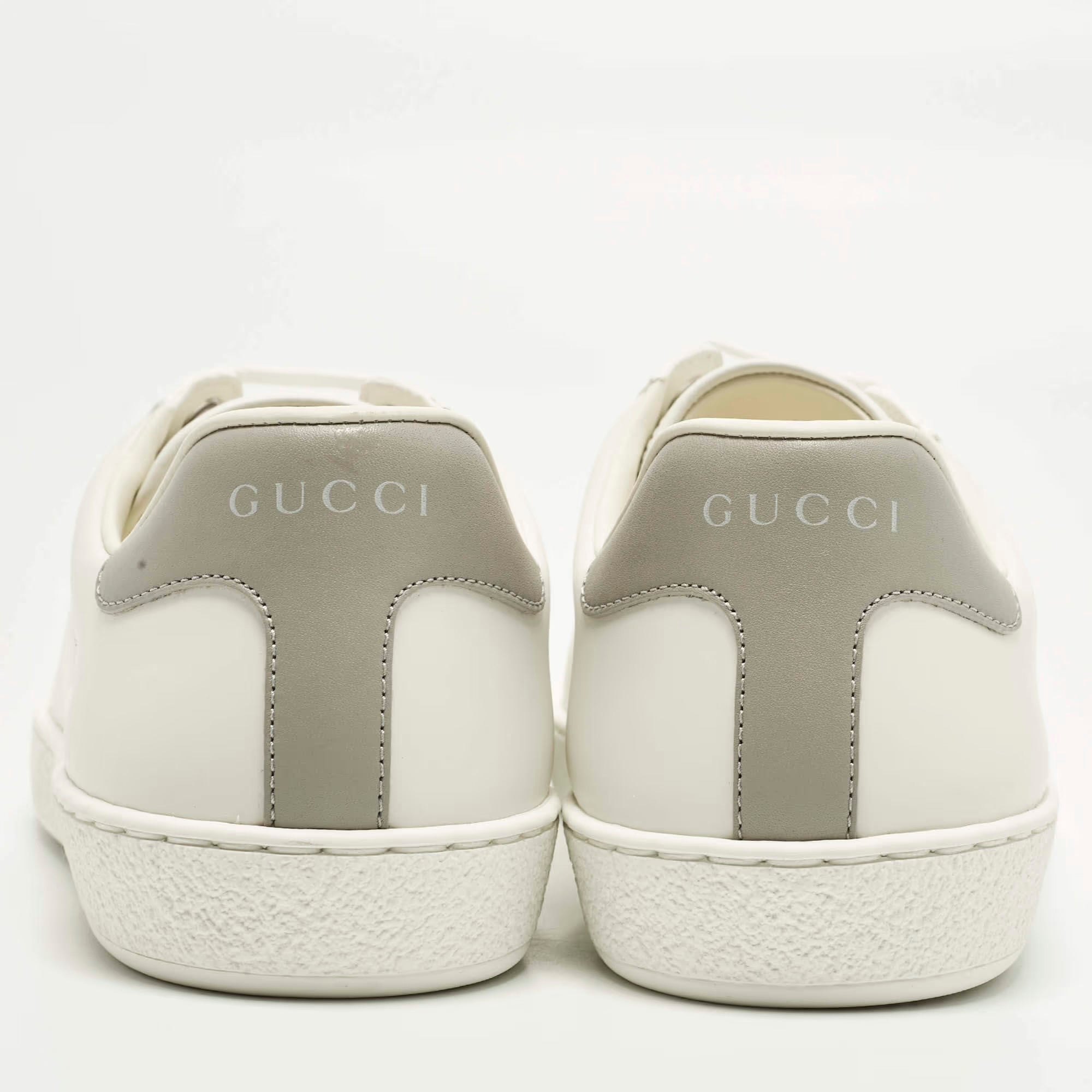 Gucci Ace Size 40 White Leather Lace Up Sneakers