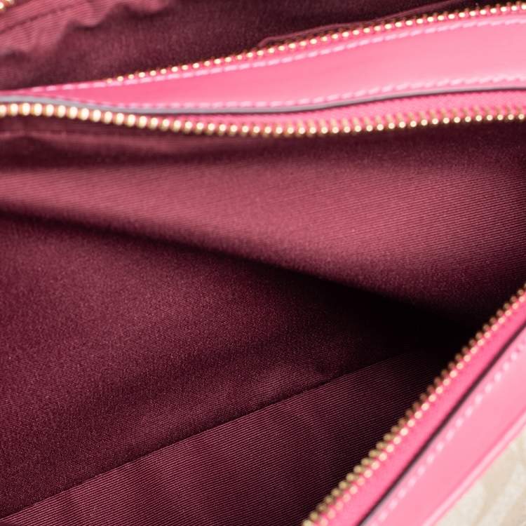 Coach Beige/Pink Signature Coated Canvas and Leather Jes Crossbody Bag