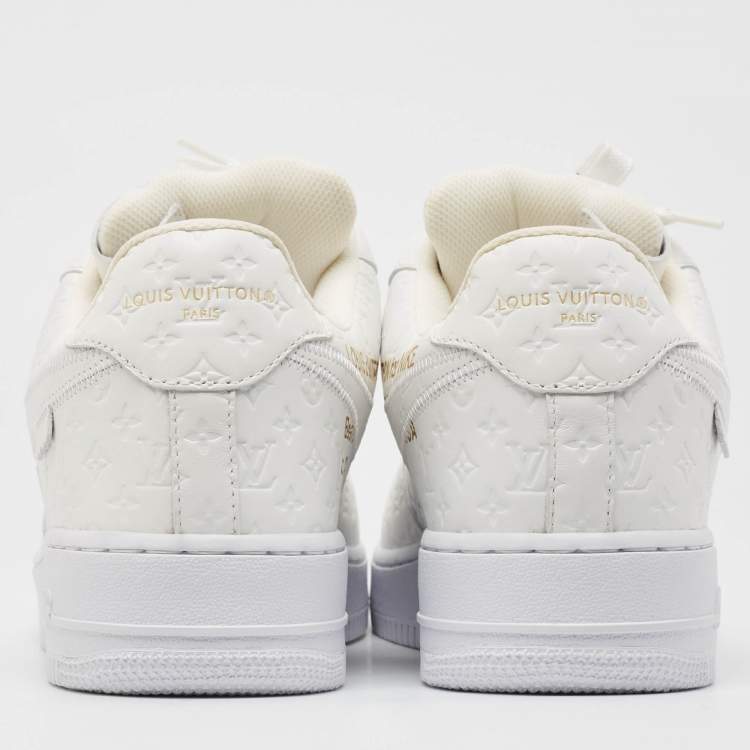 Louis Vuitton x Nike White Monogram Canvas and Leather Air Force 1 Sneakers Size 42.5