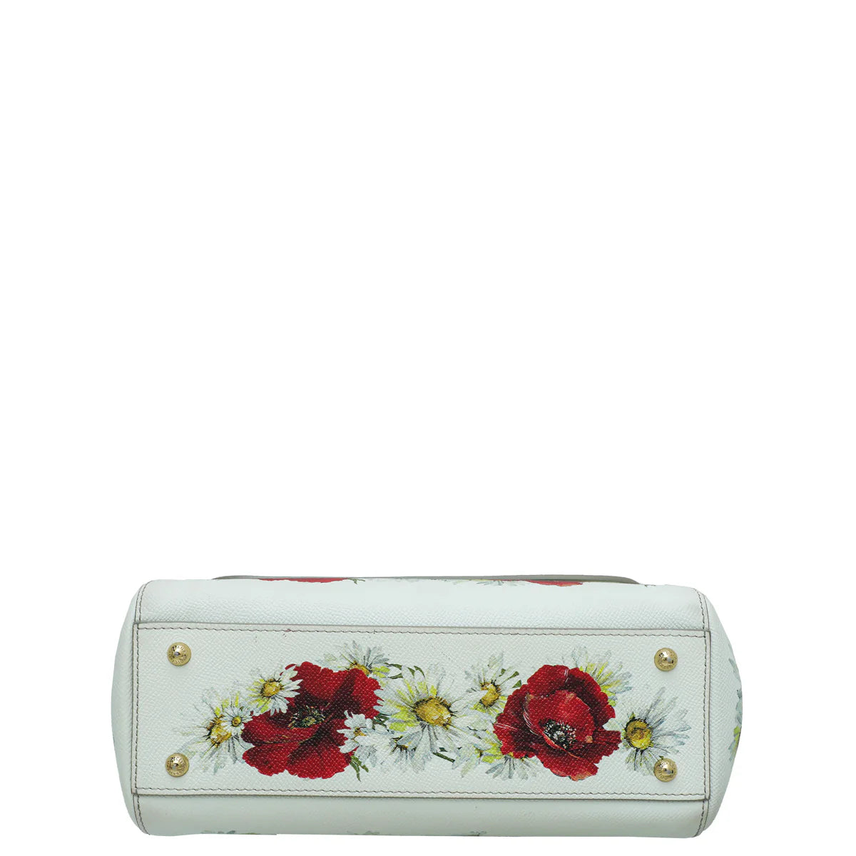 Dolce & Gabbana White Multicolor Flower Print Sicily Medium Bag