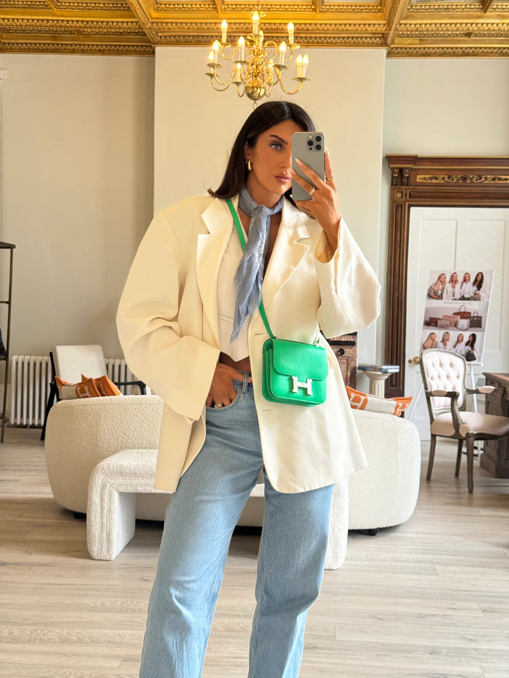 HERMÈS CONSTANCE 18 IN VERT COMICS CHÈVRE MYSORE LEATHER