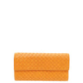 Bottega Veneta Brownish Orange Intrecciato Flap Long Wallet