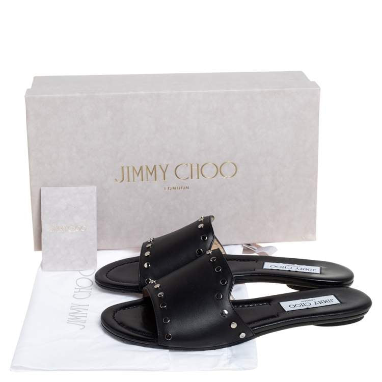 Jimmy Choo Black Leather Studded Nanda Mules Size 39