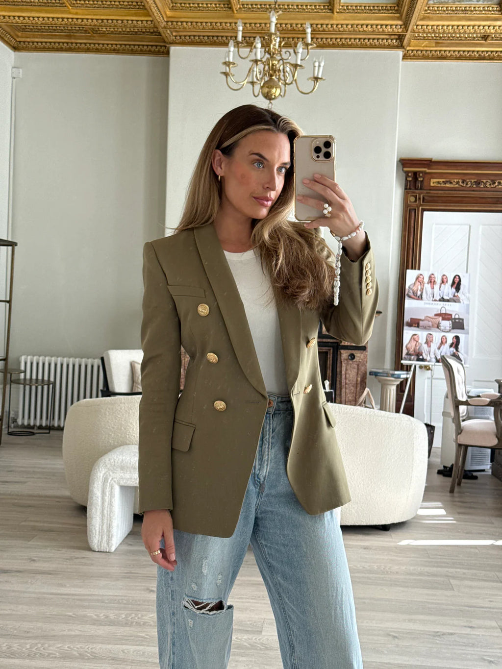 BALMAIN KHAKI BLAZER (SIZE FR38/UK10)