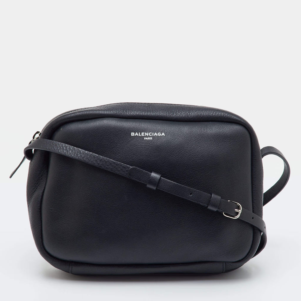 Balenciaga Everyday Small Black Leather Camera Crossbody Bag
