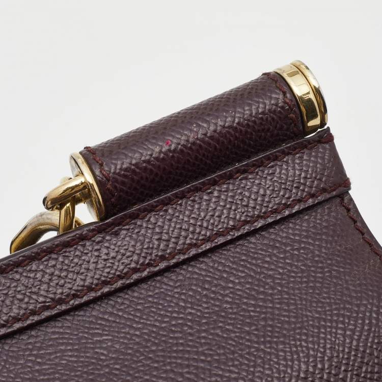 Dolce & Gabbana Burgundy Leather Medium Miss Sicily Top Handle Bag