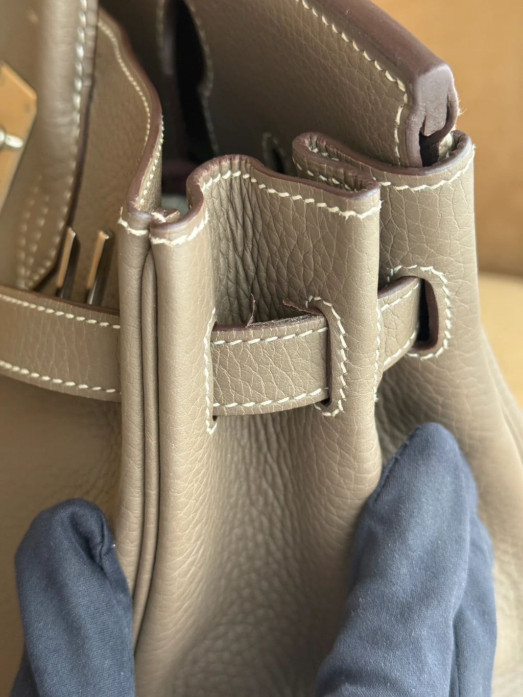 HERMÈS BIRKIN 30 IN ETOUPE CLEMENCE LEATHER WITH PHW