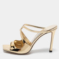Jimmy Choo Metallic Gold Patent Leather Sandals Size 36