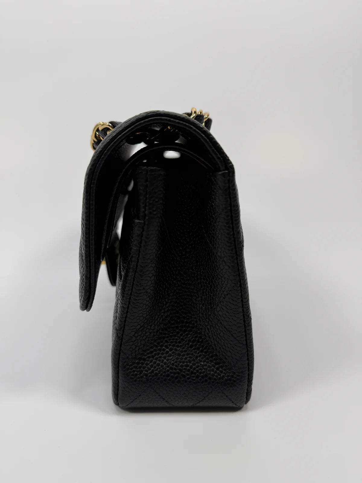 CHANEL SMALL CLASSIC DOUBLE FLAP IN BLACK CAVIAR LEATHER WITH GHW