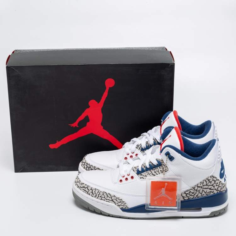 Jordan White Leather Air Jordan 3 Retro Hall of Fame Sneakers Size 43