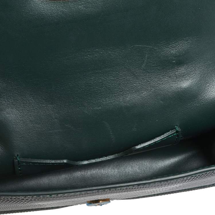 Dolce & Gabbana Green Lizard Embossed Leather Mini DG Amore Top Handle Bag