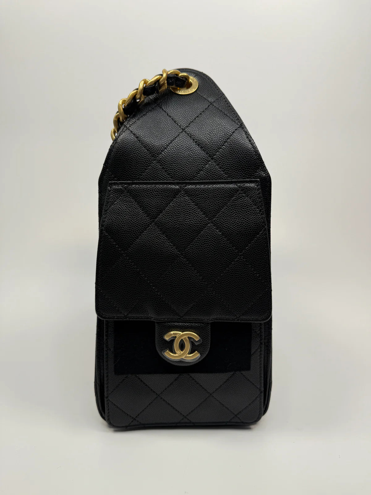 CHANEL 25 SMALL IN BLACK CAVIAR LEATHER WITH GHW