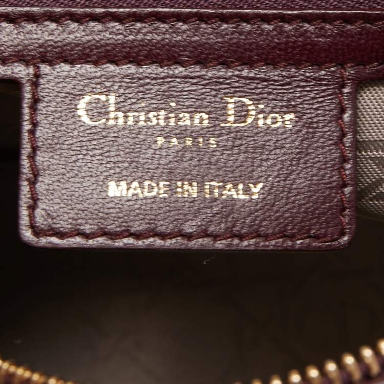 Dior Burgundy Cannage Leather Medium Lady Dior Tote
