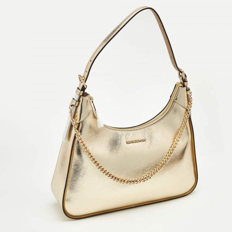 Michael Kors Gold Leather Large Wilma Chain Hobo