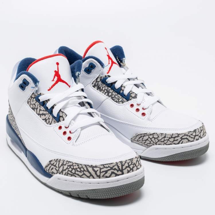 Jordan White Leather Air Jordan 3 Retro Hall of Fame Sneakers Size 43