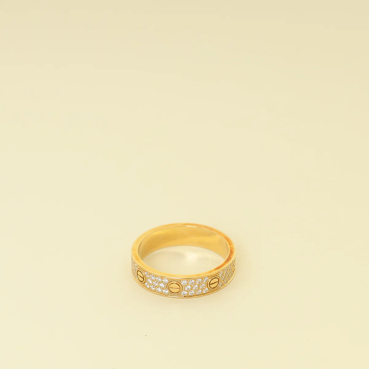 Cartier 18K Yellow Gold Love Pave Diamond Small Model Ring 57