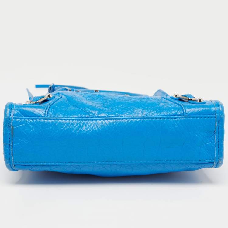 Balenciaga Blue Leather Nano Classic City Tote