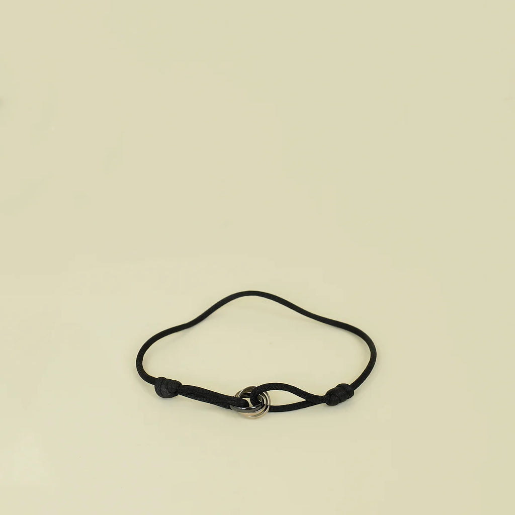 Cartier 18K Trinity White Gold Black Ceramic Cord Bracelet