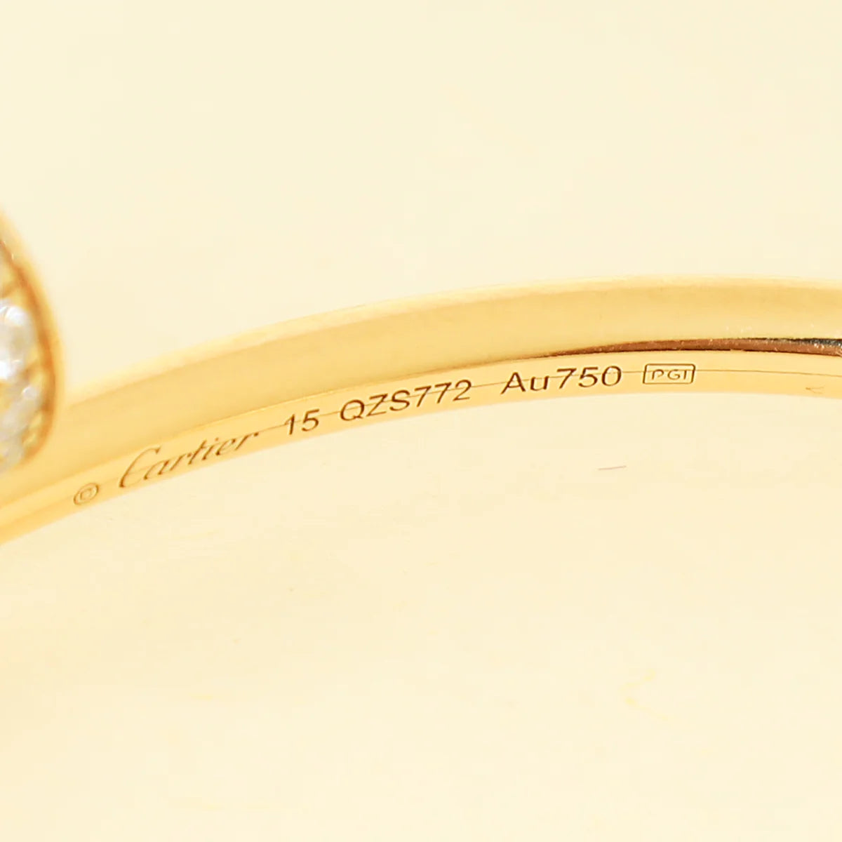 Cartier 18K Yellow Gold Juste Un Clou Diamond Small Model Bracelet 15