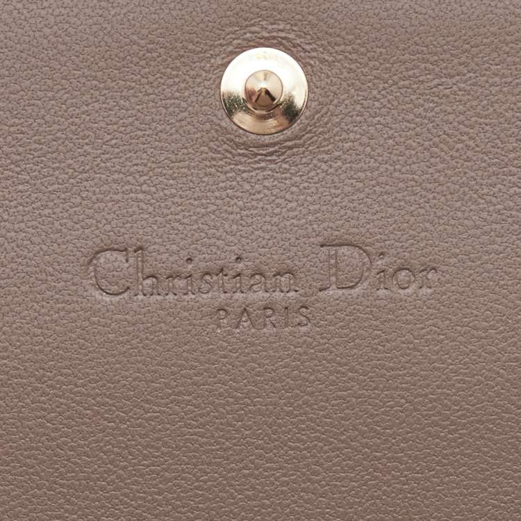 Dior Beige Leather Mini Lady Dior Wallet