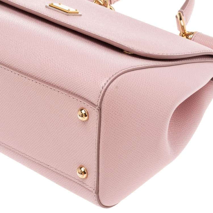 Dolce & Gabbana Baby Pink Leather Medium Miss Sicily Top Handle Bag