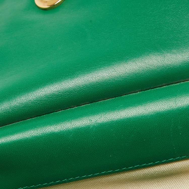 Dolce & Gabbana Green Leather Small Embroidered Miss Sicily Top Handle Bag