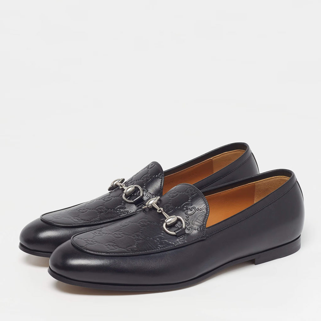 Gucci Jordy Size 43 Black Guccissima Leather Loafers