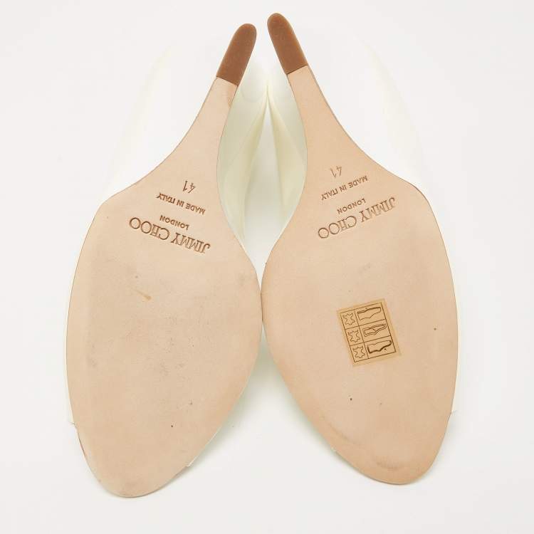 Jimmy Choo Off White Patent Leather Baxen Wedge Pumps Size 41