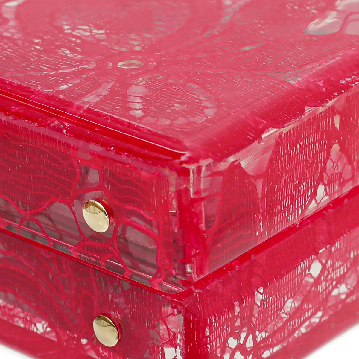 Dolce & Gabbana Red Plexiglass and Lace Box Pocket Clutch