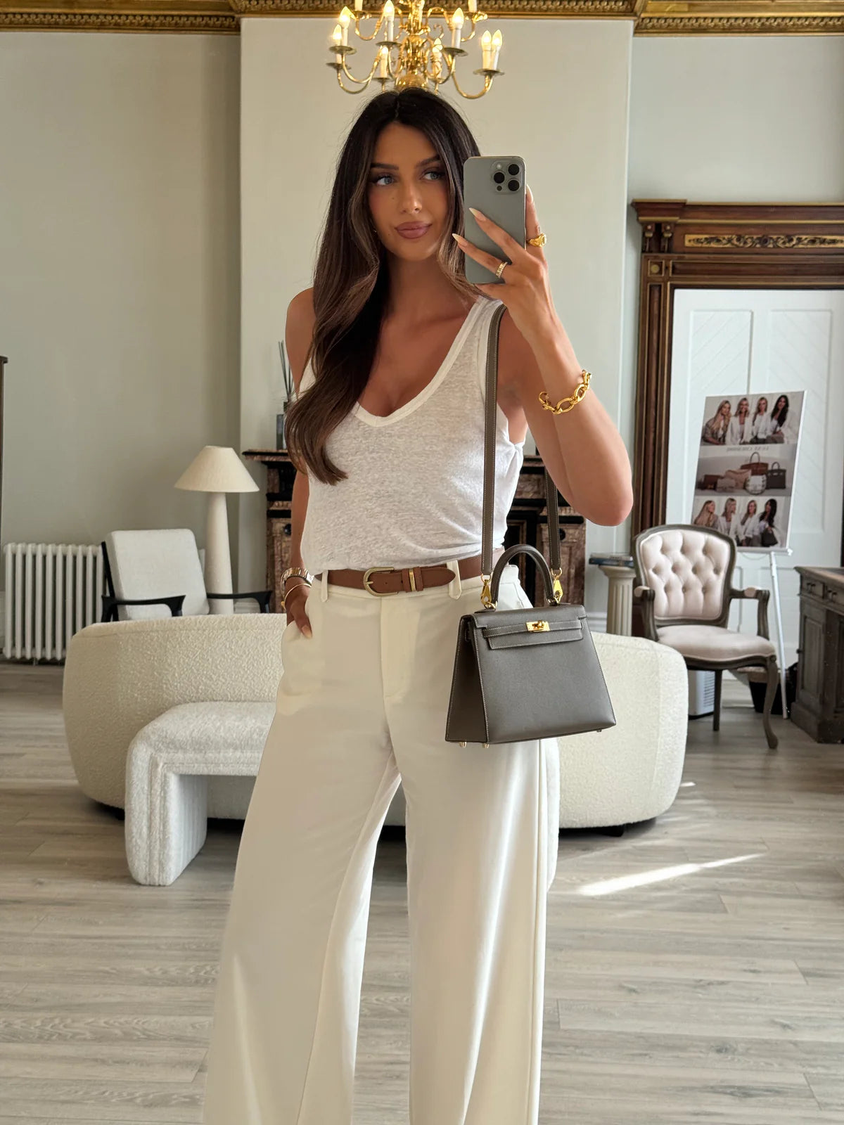 HERMÈS KELLY 25 SELLIER IN ETOUPE EPSOM LEATHER WITH GHW