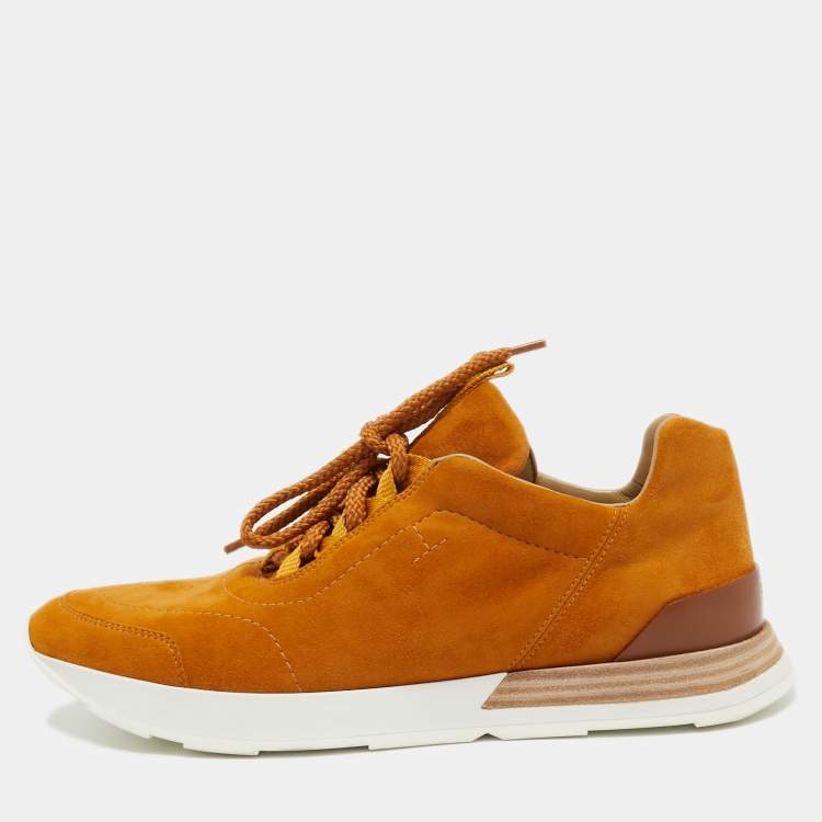 Hermes Light Brown Suede Buster Sneakers Size 39.5