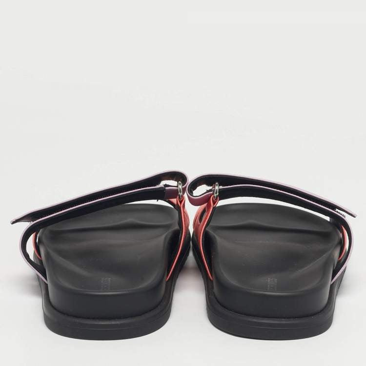 Hermès Pink/Purple Satin Chypre Flat Sandals Size 37.5