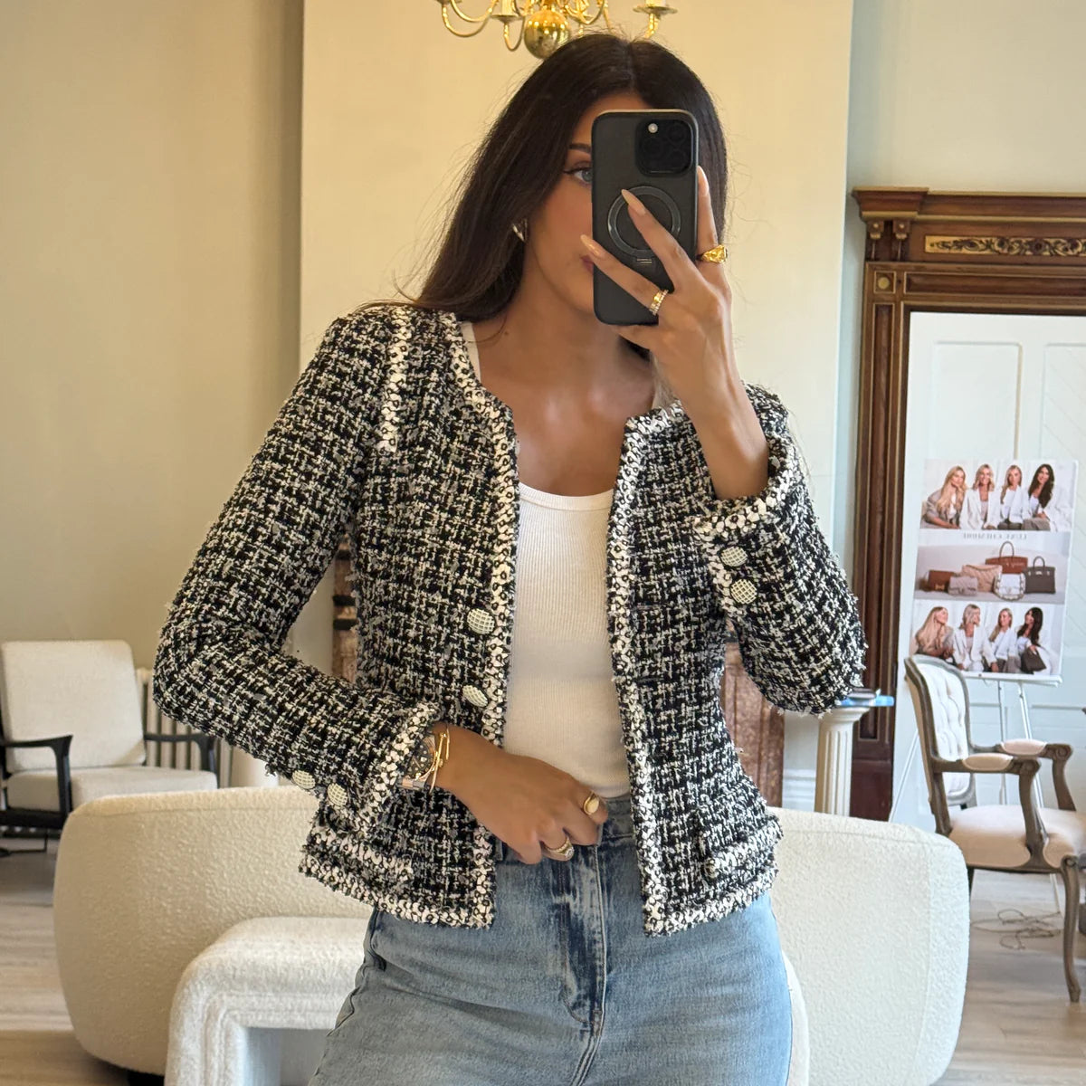 CHANEL TWEED JACKET (SIZE 36/UK8)